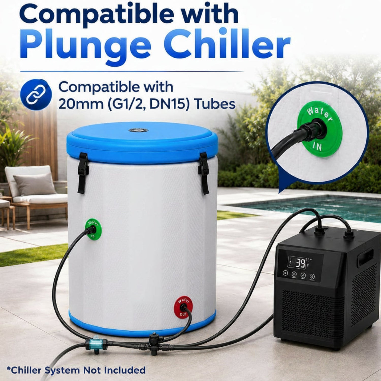 Inflatable Cold Plunge Tub Ice Bath, 85 Gal One Person Ice Bath Tub with Lid, Drop Stitch PVC, Double Layer Seals, Heavy Duty Cold Plunge for Athletes
