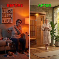 Dynamic Infrared Saunas 4 - Person Indoor Bluetooth Compatible FAR Infrared Sauna in Cedar — Before & After