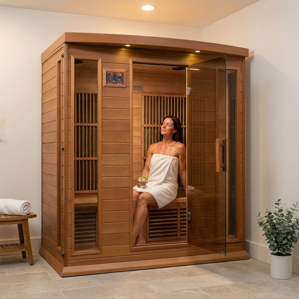 Dynamic Infrared Saunas 4 - Person Indoor Bluetooth Compatible FAR Infrared Sauna in Cedar — Lifestyle
