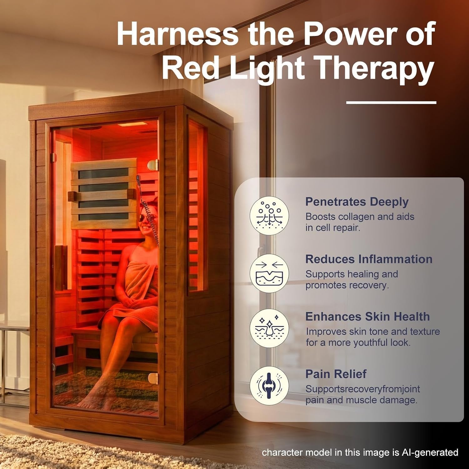 Full Spectrum Infrared Sauna with 660Nm & 850Nm Red Light Therapy | 1.4 Mg Ultra Low EMF, Fast Heat-Up, Canadian Hemlock, 7 Carbon Fiber Heaters, Easy Assembly, 1170W 110V