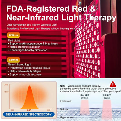 Full Spectrum Infrared Sauna with 660Nm & 850Nm Red Light Therapy | 1.4 Mg Ultra Low EMF, Fast Heat-Up, Canadian Hemlock, 7 Carbon Fiber Heaters, Easy Assembly, 1170W 110V